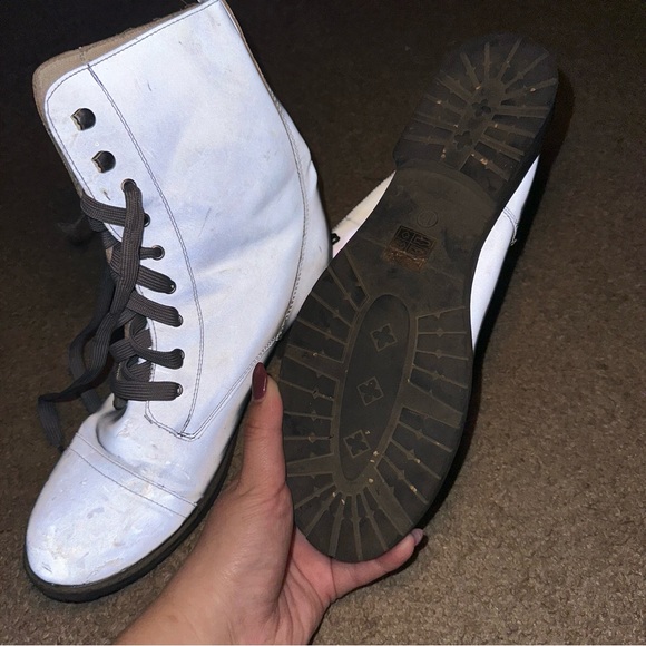 Dolls Kill FLASH REFLECTIVE combat boots. Perfect for festivals. 11 - Picture 4 of 4